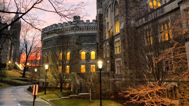 Linderman Library at night